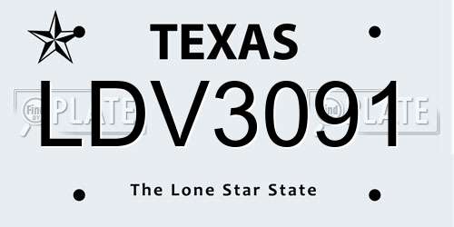 LDV3091 Texas License Plate