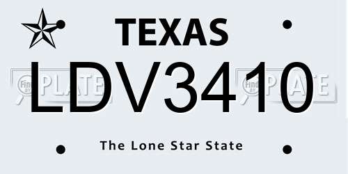 LDV3410 Texas License Plate