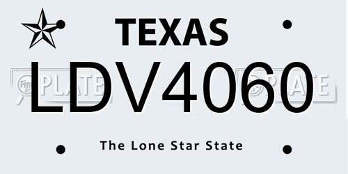 LDV4060 Texas License Plate