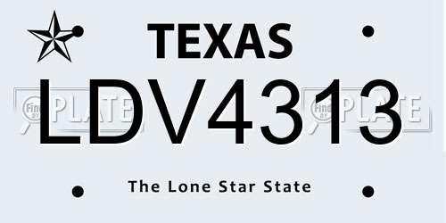 LDV4313 Texas License Plate