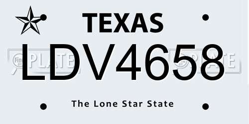 LDV4658 Texas License Plate