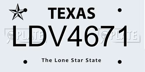 LDV4671 Texas License Plate