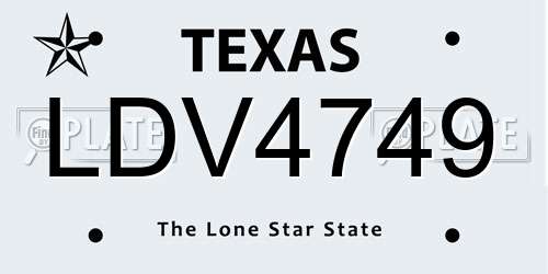 LDV4749 Texas License Plate