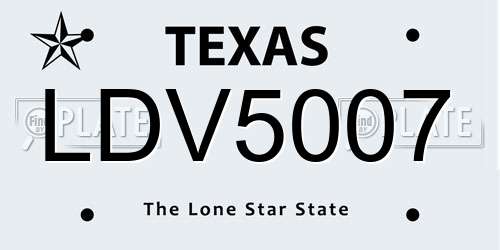 LDV5007 Texas License Plate