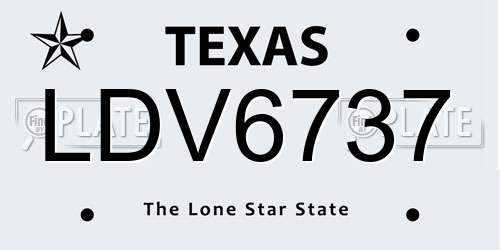 LDV6737 Texas License Plate