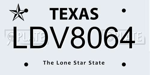 LDV8064 Texas License Plate