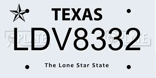 LDV8332 Texas License Plate