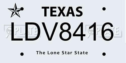 LDV8416 Texas License Plate