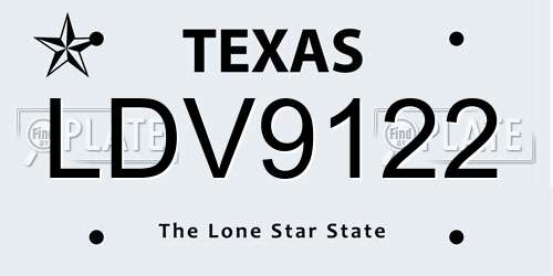 LDV9122 Texas License Plate