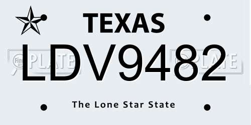 LDV9482 Texas License Plate