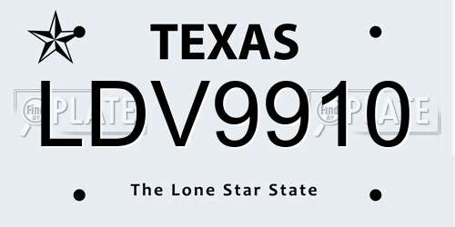 LDV9910 Texas License Plate