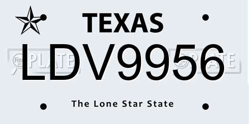 LDV9956 Texas License Plate