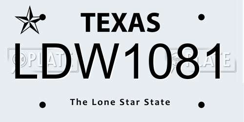 LDW1081 Texas License Plate