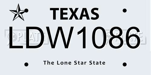 LDW1086 Texas License Plate