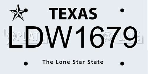 LDW1679 Texas License Plate