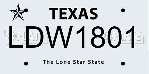 LDW1801 Texas License Plate