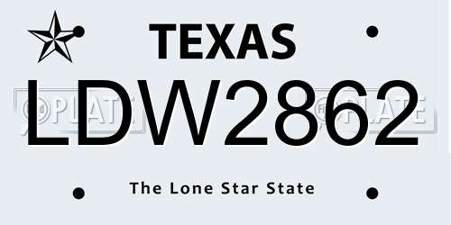 LDW2862 Texas License Plate