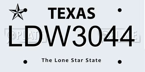 LDW3044 Texas License Plate