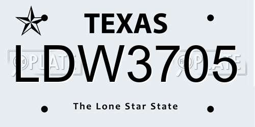 LDW3705 Texas License Plate
