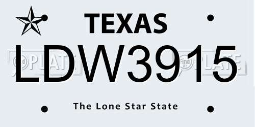 LDW3915 Texas License Plate