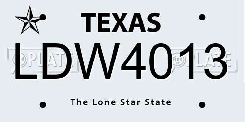 LDW4013 Texas License Plate