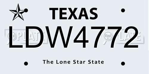 LDW4772 Texas License Plate