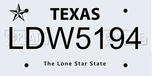 LDW5194 Texas License Plate