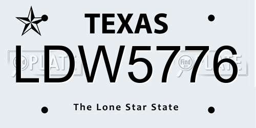LDW5776 Texas License Plate