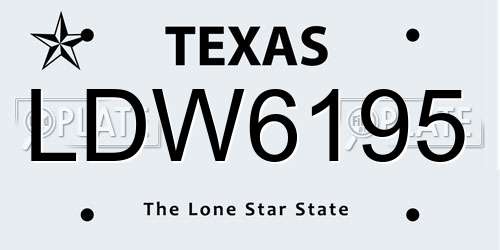 LDW6195 Texas License Plate