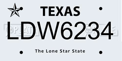 LDW6234 Texas License Plate