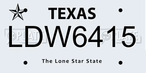 LDW6415 Texas License Plate