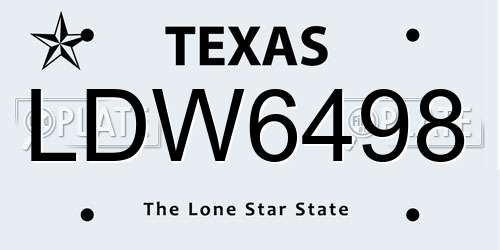 LDW6498 Texas License Plate