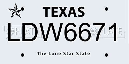 LDW6671 Texas License Plate