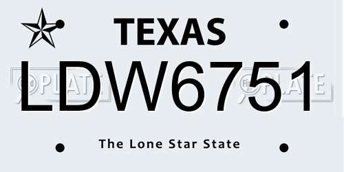 LDW6751 Texas License Plate