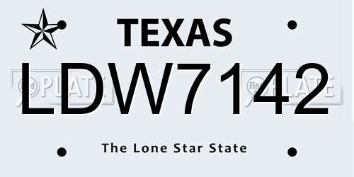 LDW7142 Texas License Plate