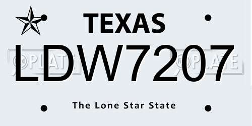 LDW7207 Texas License Plate