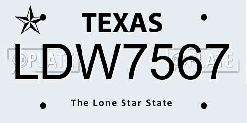 LDW7567 Texas License Plate