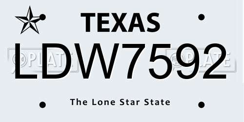 LDW7592 Texas License Plate