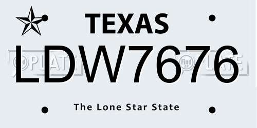 LDW7676 Texas License Plate