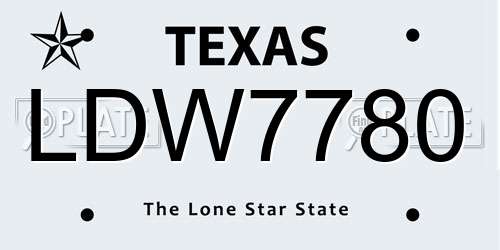 LDW7780 Texas License Plate