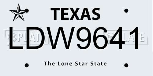 LDW9641 Texas License Plate