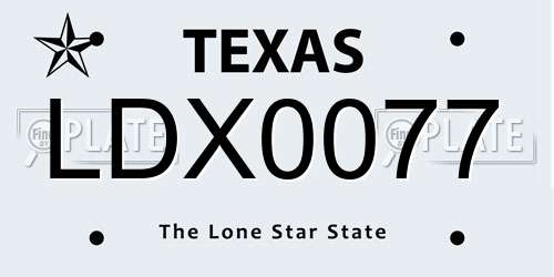 LDX0077 Texas License Plate