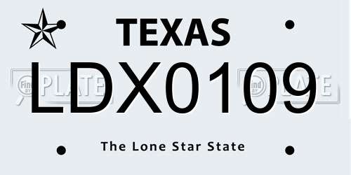 LDX0109 Texas License Plate
