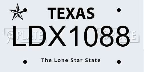 LDX1088 Texas License Plate