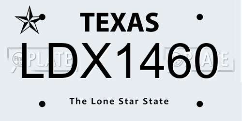 LDX1460 Texas License Plate