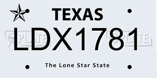 LDX1781 Texas License Plate