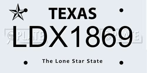 LDX1869 Texas License Plate