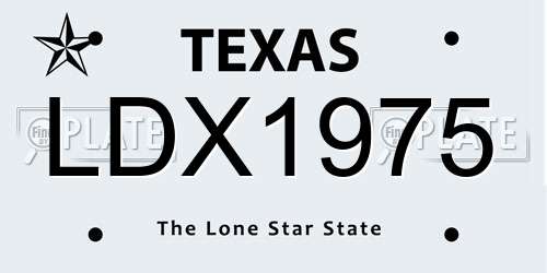 LDX1975 Texas License Plate