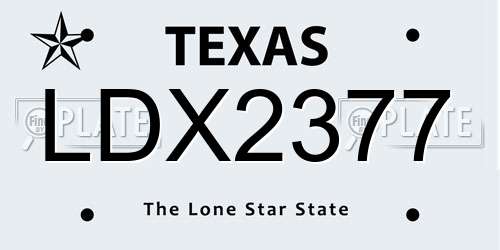 LDX2377 Texas License Plate