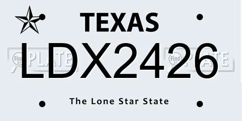 LDX2426 Texas License Plate